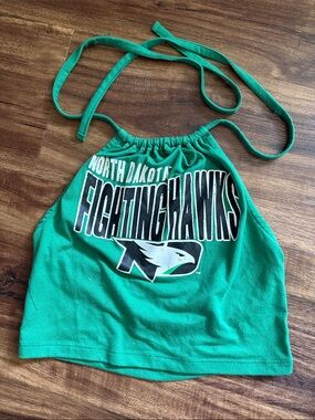 North Dakota Fightinghawks Green Halter Crop Top